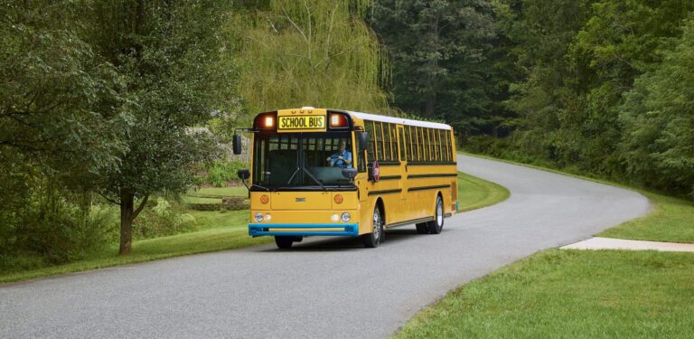 A yellow school bus