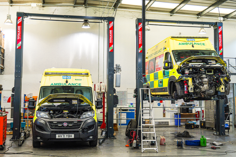 ambulances in workshop